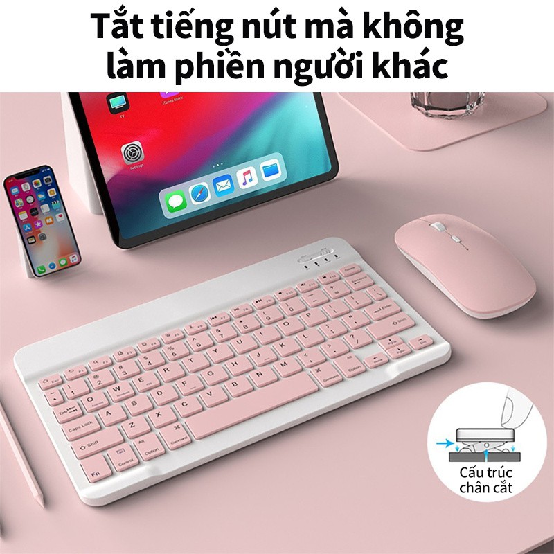 Bộ Bàn Phím Và Chuột Bluetooth Không Dây Aivk Chất Lượng Cao Cho Máy Tính Bảng / Ipad (Có Bán Lẻ)