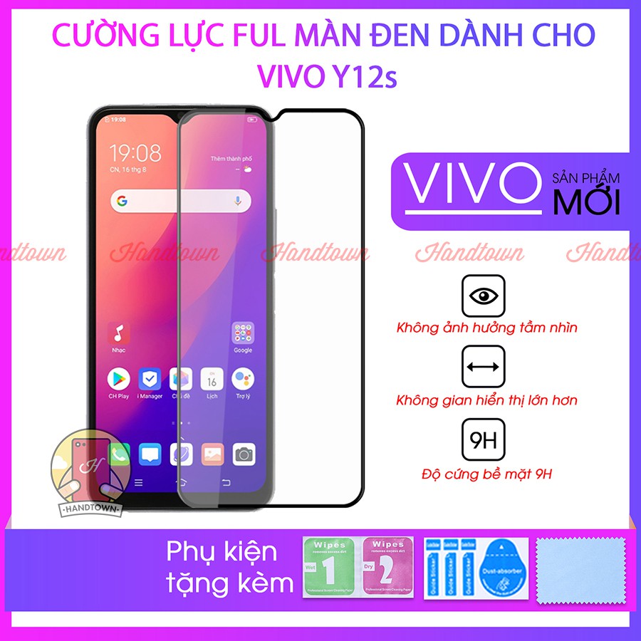 Kính Cường Lực Vivo Y12s y12 s y 12s Full Màn Đen Full Keo Không Chấm Li Ti Chống Trầy Xước Chống Va Đập Bảo Vệ Màn Hình