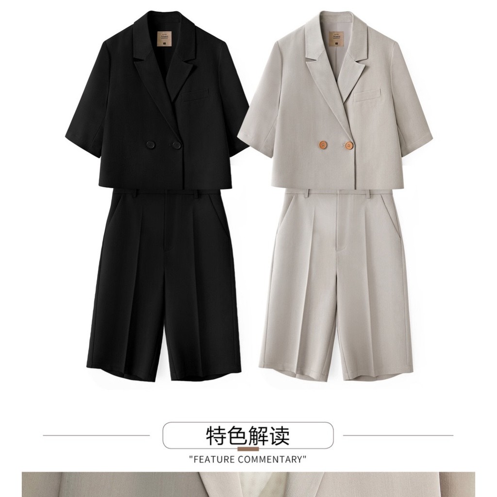 Set vest nữ thiết kế hàng Quảng Châu - Set vest croptop phối quần lửng thời trang chuẩn form | BigBuy360 - bigbuy360.vn