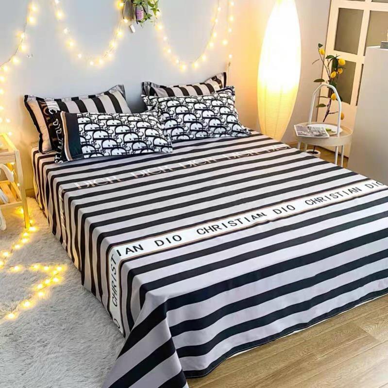 Bộ chăn ga gối Cotton poly M2M Home Kẻ chữ D, vỏ chăn mền, drap nệm và 2 vỏ gối