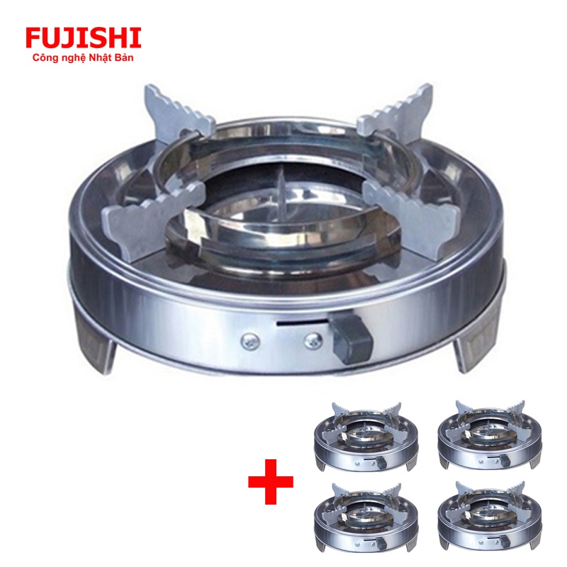COMBO 5 cái Bếp cồn inox FUJISHI bếp lẩu cồn tròn mini - { HỎA TỐC } - Hàng Chính hãng