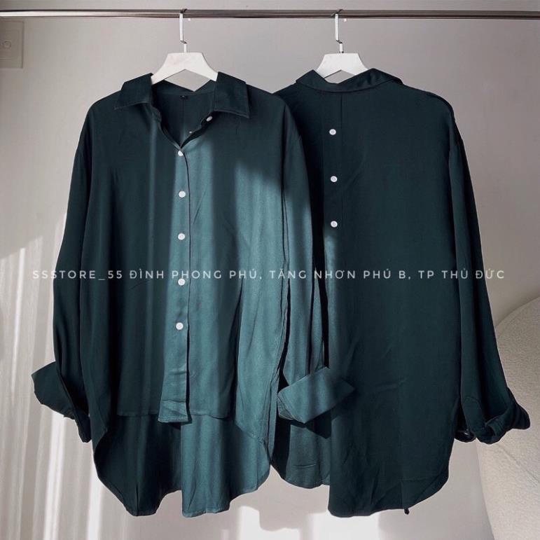 Áo Sơ Mi Dài Tay Vạt Bầu- Sơ Mi Form Rộng Oversize 3 Mầu HotHit