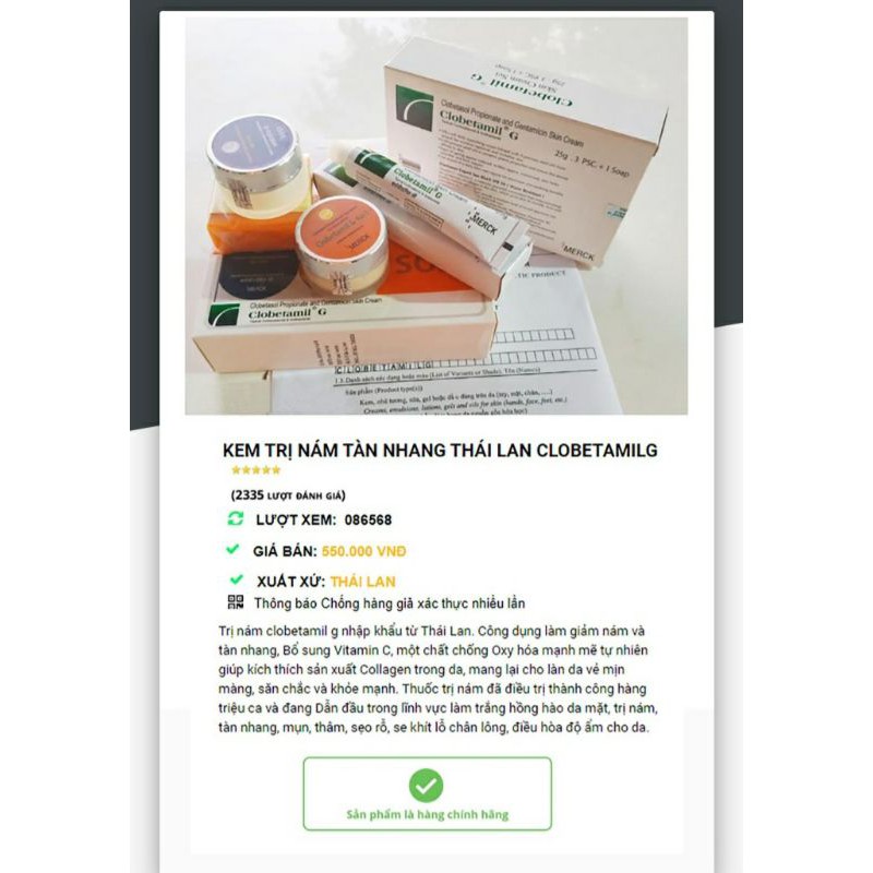 BỘ KEM NÁM TÀN NHANG CLOBETAMIL G CAO CẤP