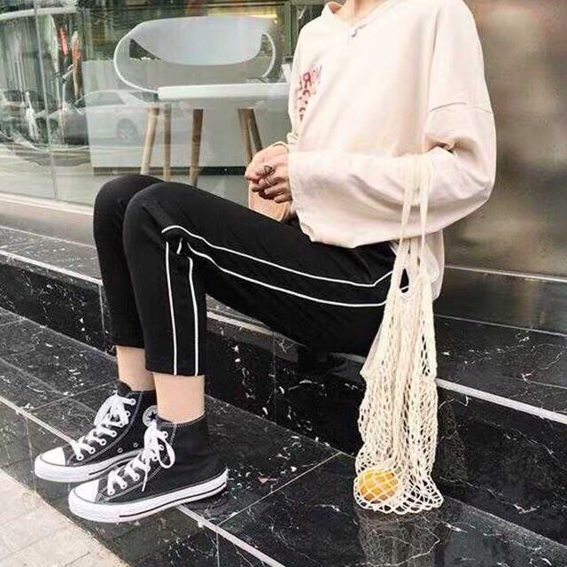 ❤️ GIÁ SỈ ❤️ QUẦN BAGGY 3 SỌC BASIC LƯNG THUN, QUẦN JOGGER DÀI ĐEN NỮ VẢI THUN XỊN