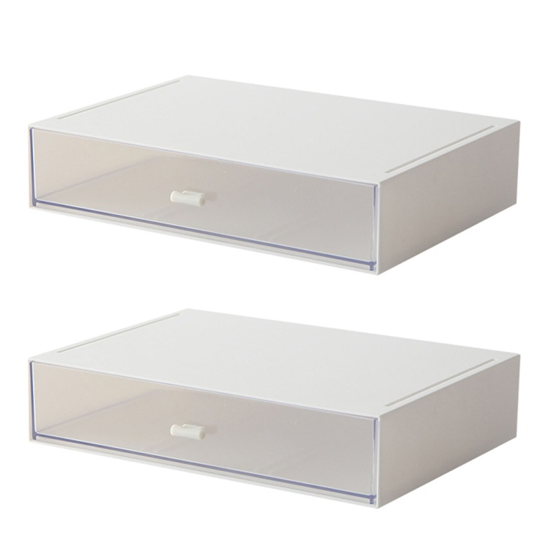 Set 2 Hộp Đựng Đồ Có Tay Cầm Trong Suốt Xếp Chồng Được Tiện Dụng Cho Gia Đình / Văn Phòng / Trường Học