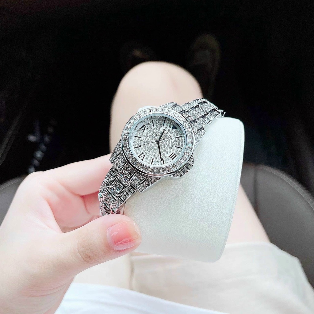 Đồng Hồ Nữ TS , mặt đính đá , dây kim loại đính đá cao cấp, chống nước , thời trang , bảo hành 12 tháng