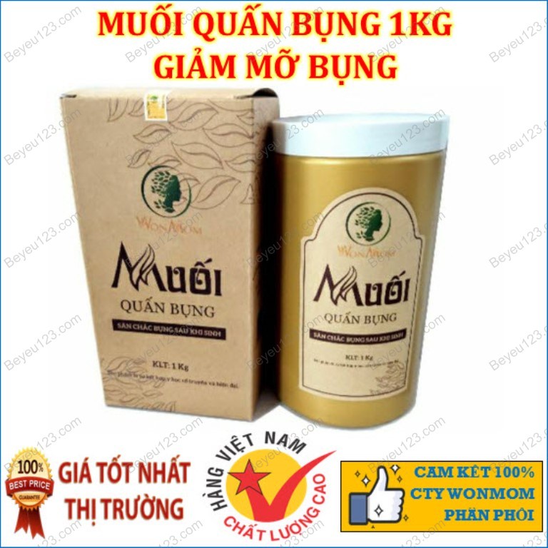 Combo 1kg Muối thảo dược giảm eo và Đai vải quấn muối Wonmom - giảm mỡ bụng sau sinh cho Mẹ Việt Nam CW