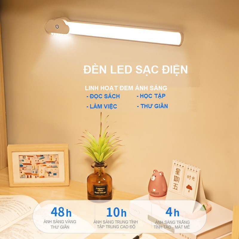 Đèn LED Sạc Điện Đọc Sách Dán Tường, Để Đầu Giường, Điều Chỉnh Cảm Ứng, Có Thêm Mang Theo Di Động, Làm Đèn Học Bài