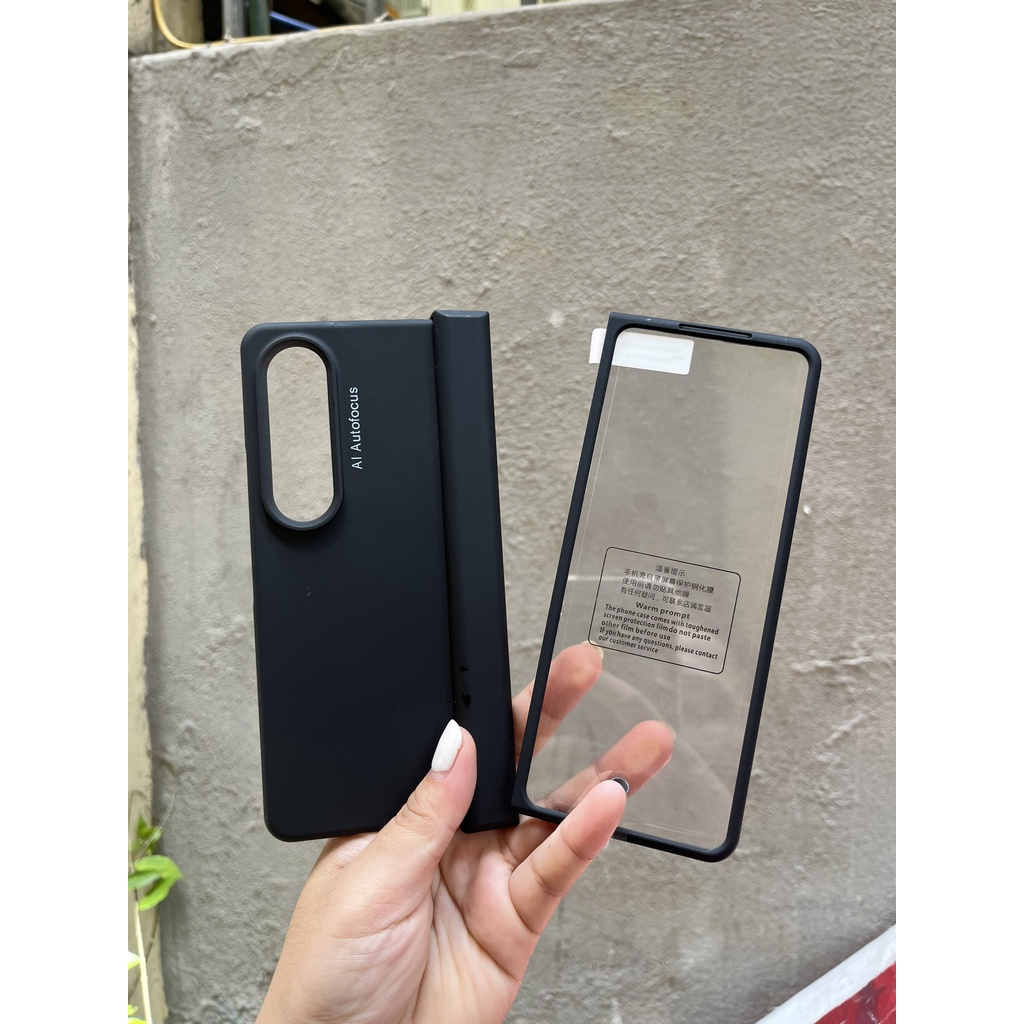 Ốp điện thoại PC cứng màu chống sốc, chống bẩn, chống va đập cho Samsung Galaxy có mặt kính bảo vệ máy Z FOLD 4 ZFOLD4