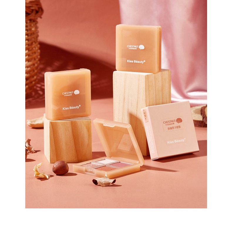 [Hàng mới về] Bảng phấn mắt KISS BEAUTY 4 màu tông đất chống nước lâu trôi hợp thời trang cho nữ