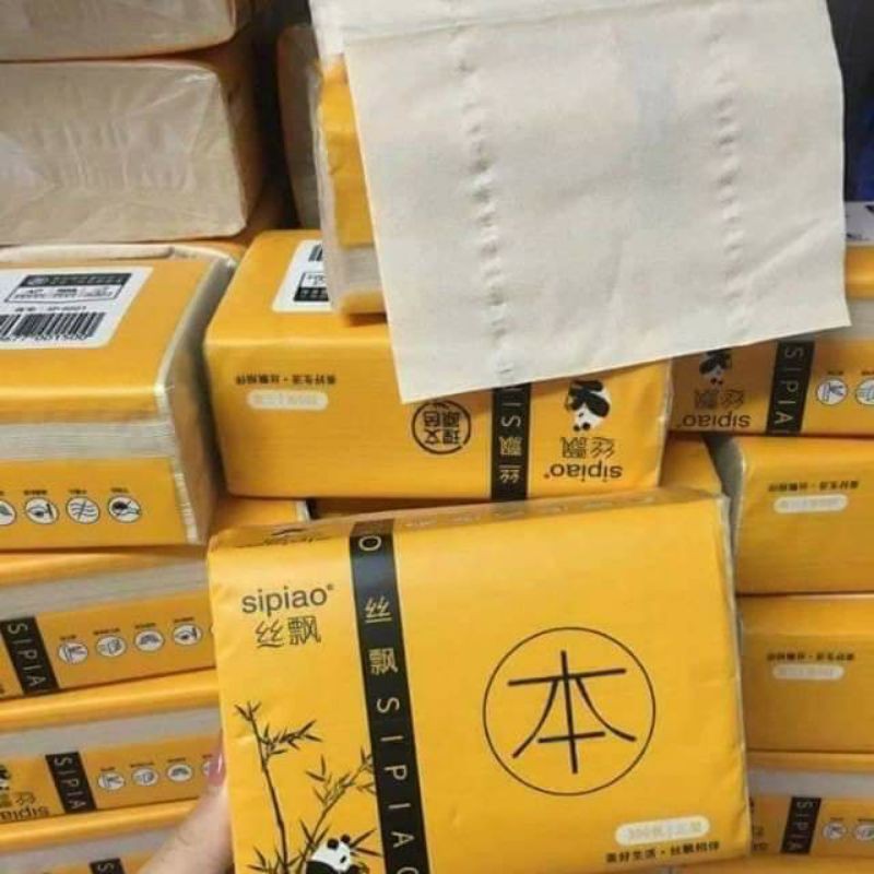 [Mã 267FMCGSALE giảm 8% đơn 500K] GIẤY GẤU TRÚC SIPIAO - BÁN LẺ - 1 GÓI 300 TỜ HÀNG (LOẠI 1 ĐỦ CÂN)