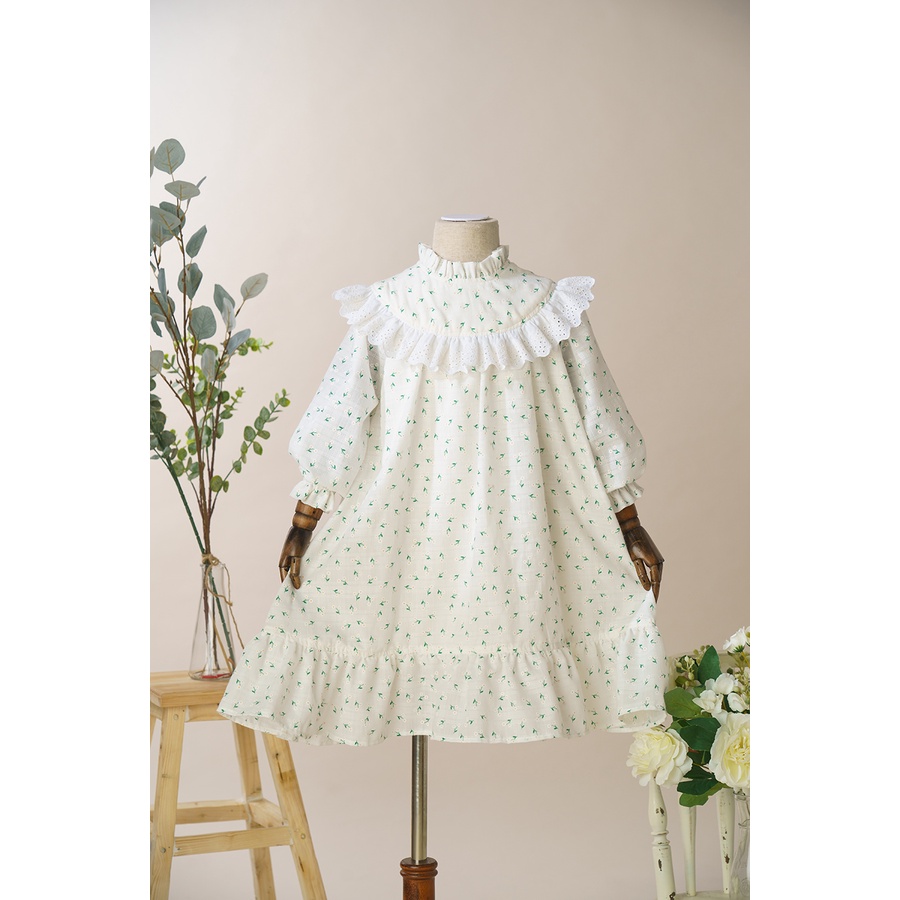 Váy Bé Gái Thiết Kế Sara Màu Trắng Họa Tiết Hoa BEBAE KIDSWEAR