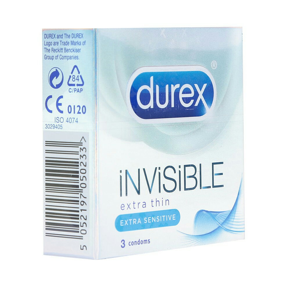 Bao cao su Durex Invisible 3 cái - Cực siêu mỏng - cảm giác chân thật