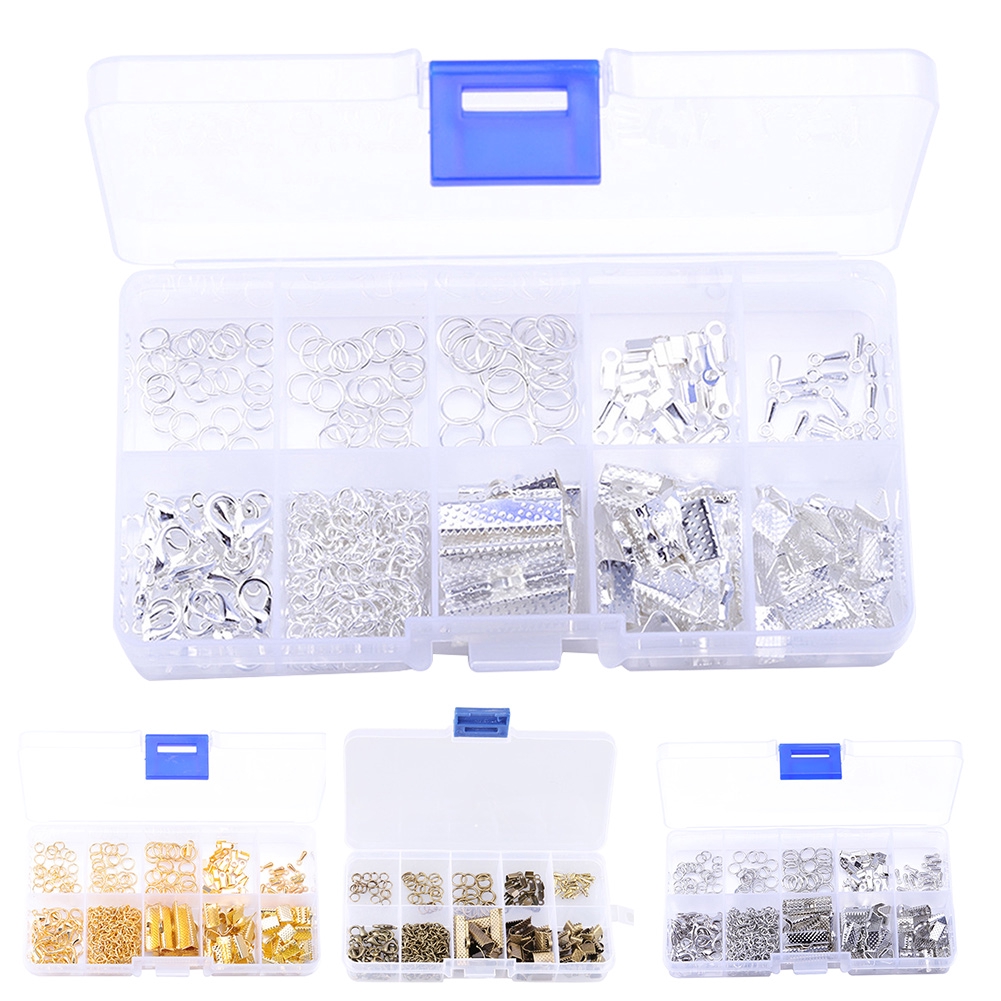 200pcs/set Beads Craft Necklace Bracelet Clothing Earring Jewelry Accessory DIY Decoration Clasp Starter Kit