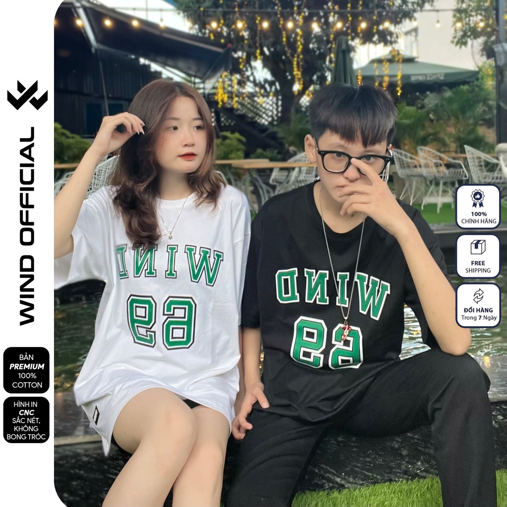 Áo thun tay lỡ unisex WIND phông form rộng 65% cotton 69 nam nữ oversize