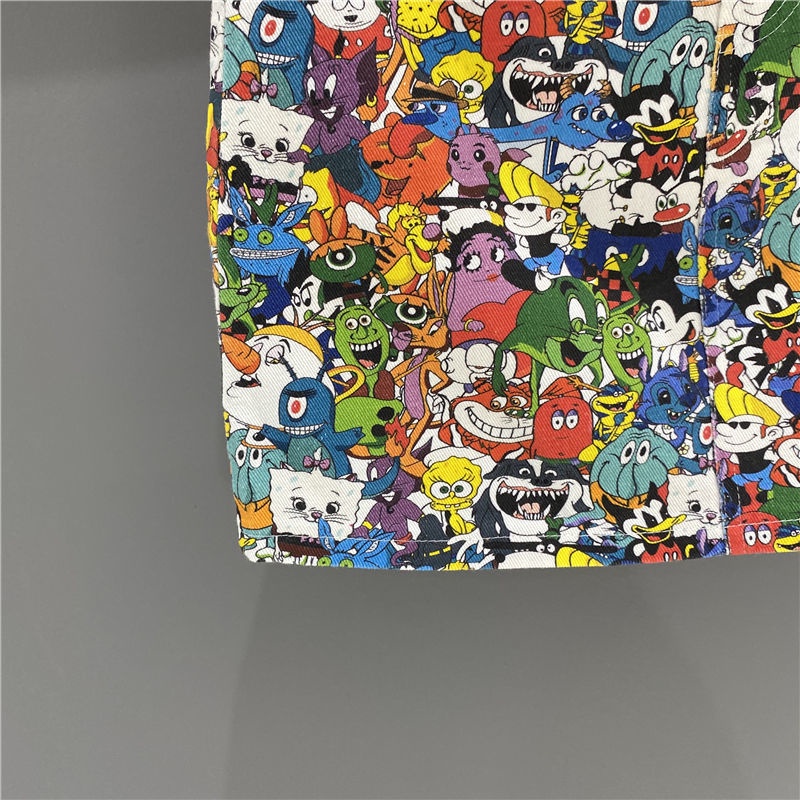 Jiashucheng Chân Váy Denim Chữ a Lưng Cao In Họa Tiết Hoạt Hình Thời Trang Mùa Hè Dễ Phối Đồ