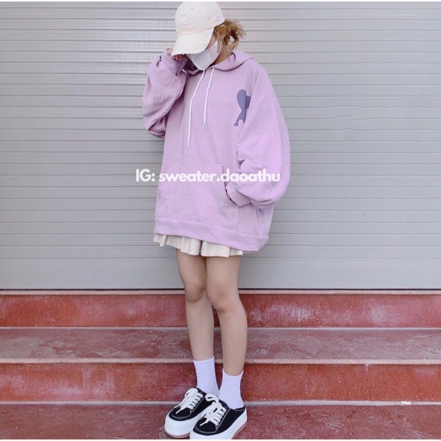 [Có Video Thật + Ảnh Thật] Áo Hoodie Tím Trái Tim Trên Ngực Chất Nỉ Dày Dặn Form Rộng Mã 744 - Daisy Clothings | BigBuy360 - bigbuy360.vn