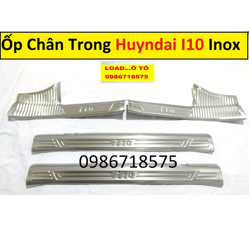 Ốp Bậc Cửa, Nẹp Bước Chân Trong, Ngoài Xe Huyndai i10 2022-2014 Chất Liệu Inox Cao Cấp