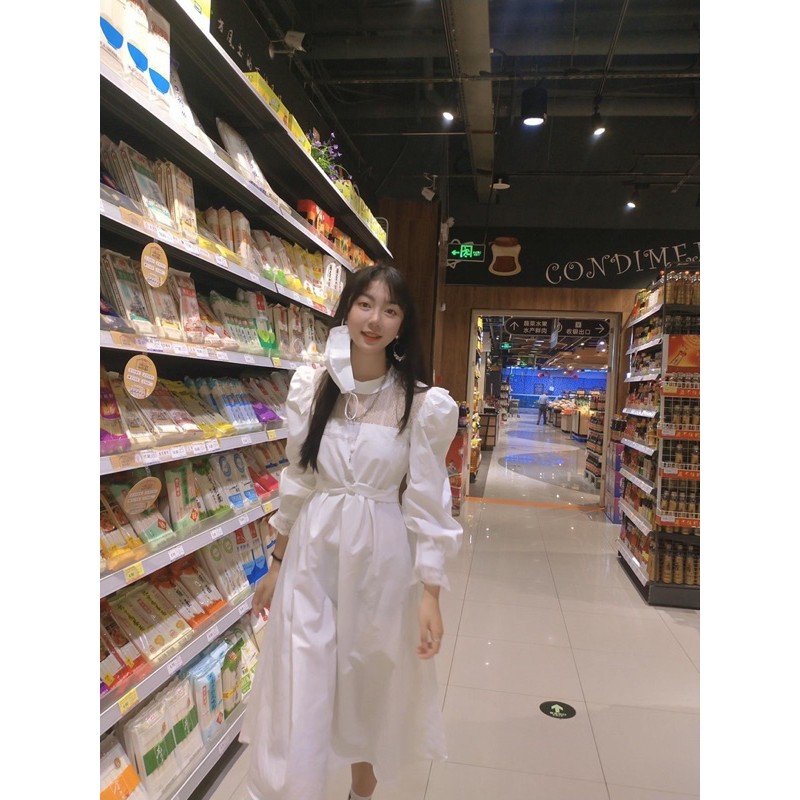Đầm tiểu thư trắng phối ren cổ cao bo eo kèm ảnh thật feedback ⛅️ | BigBuy360 - bigbuy360.vn