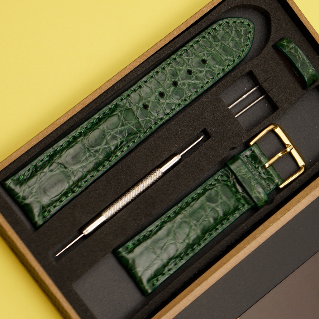 Dây Đồng Hồ Da Cá Sấu Màu Xanh Lá MrFour | Crocodile Leather Watch Bands