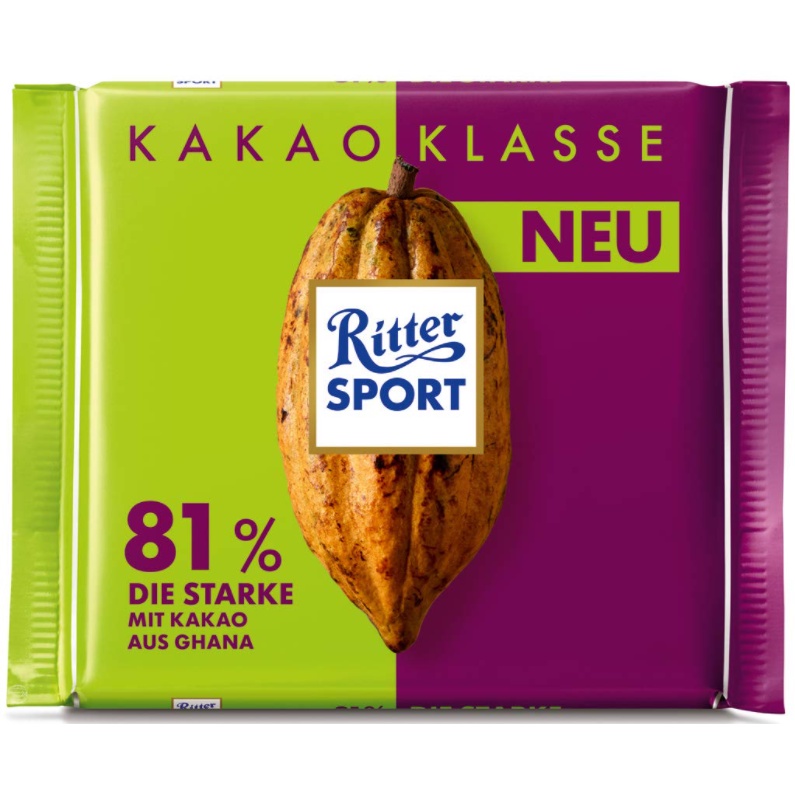 [DATE MỚI NHẤT] Socola đen sữa gốc Ghana có 81% Cacao Ritter Sport (100g) - Chocolate kiểu Merci, Kitkat, Dars, Kinder