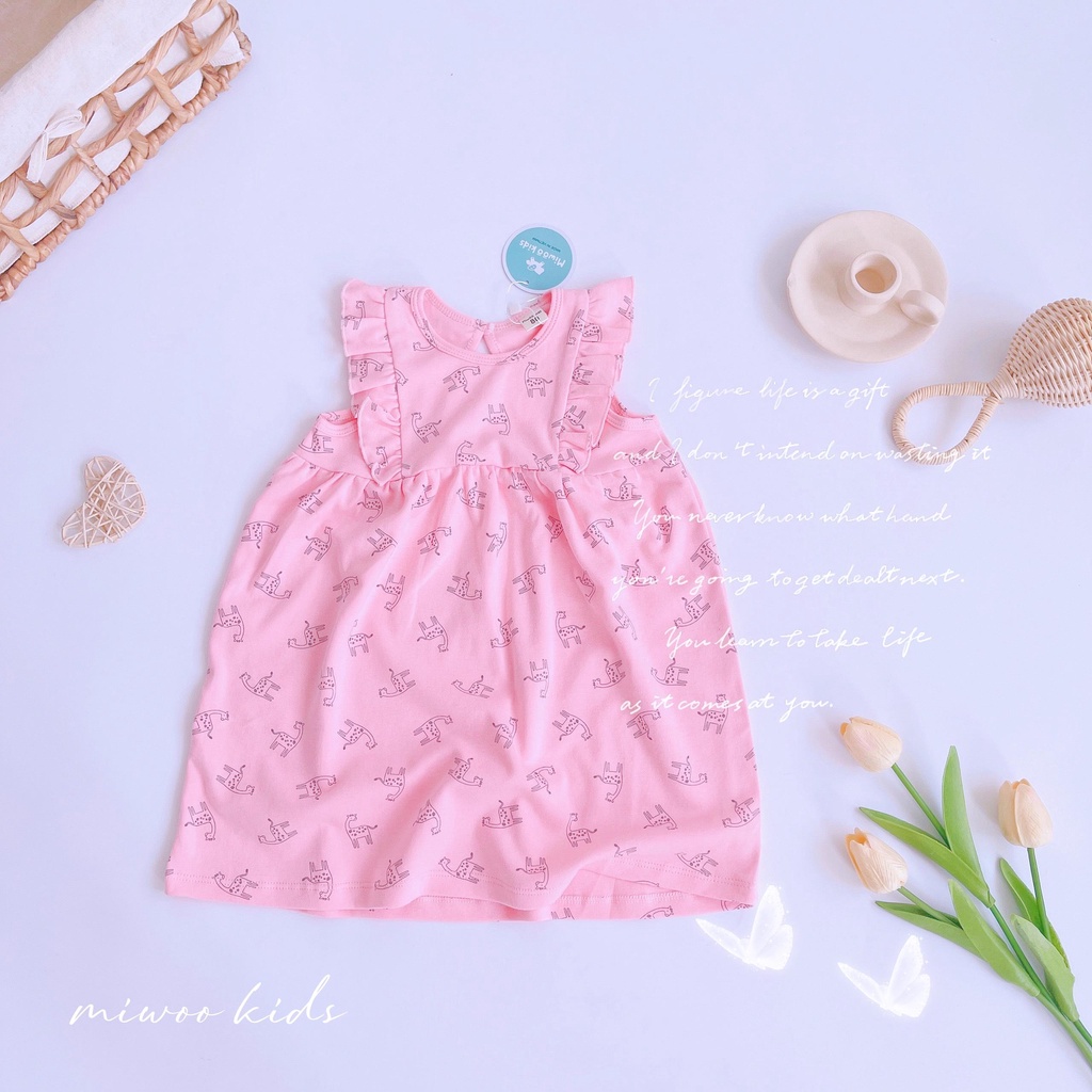 Váy Chất Cotton Mềm Cánh Tiên Kèm Khuy Lưng Giọt Nước Cho Bé Gái MINTSCLOSET Size Từ 1 - 6 Tuổi - GV0039