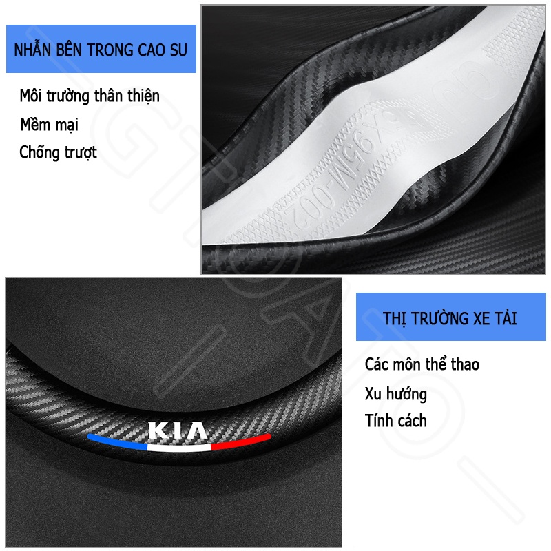 GTIOATO BọC Vô LăNg Da Bọc Vô Lăng BọC Vô LăNg Cacbon Bọc Vô Lăng Ô Tô BọC Vô LăNg Oto Vô LăNg Xe Ô Tô Trang Trí NộI ThấT Ô Tô Phụ KiệN Xe HơI Cho KIA Morning Seltos Carnival Sonet K3 Soluto Sorento Sedona Cerato Rondo K5 Optima