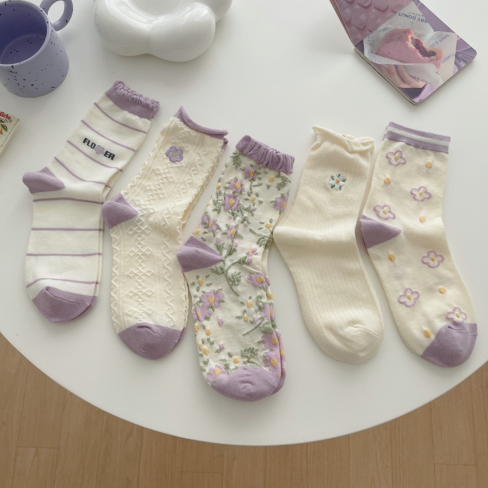 Vớ WAFNHA D634 cotton họa tiết hoạt hình phong cách Hàn Quốc thời trang dành cho nữ