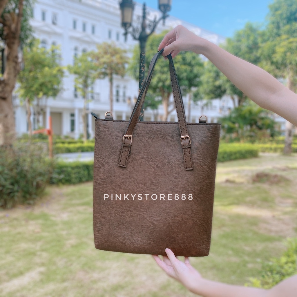 Túi Đeo Vai Tote Da Khóa Kéo Vừa A4 Có Dây Đeo Chéo Đi học Đi Đi Làm - P026