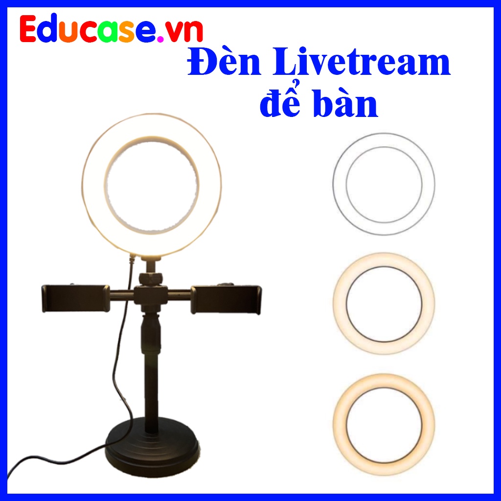 Đèn Livetream để bàn 3 trong 1 - Kẹp được 2 điện thoại cũng lúc, Có 3 chế độ màu khác nhau Educase.vn