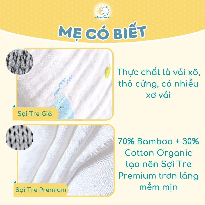 Khăn Sữa Sợi Tre Chính Hãng Mẹ Nắng thấm hút rất tốt, càng giặt càng mềm _KHANXO