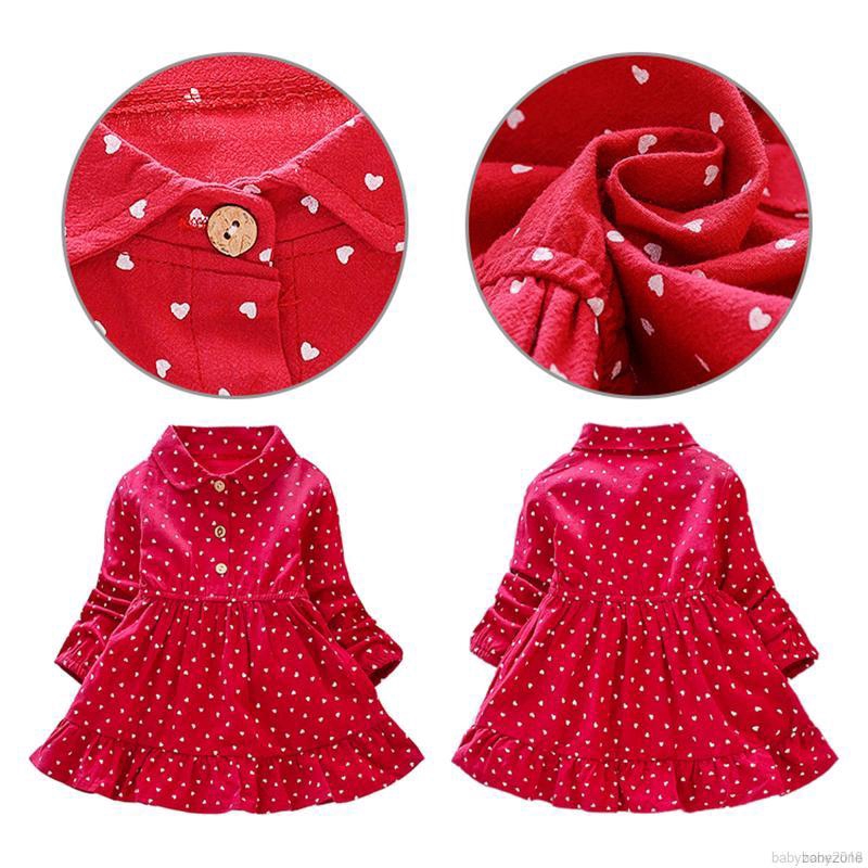 Đầm dài tay cổ bẻ họa tiết chấm bi xinh xắn cho bé gái