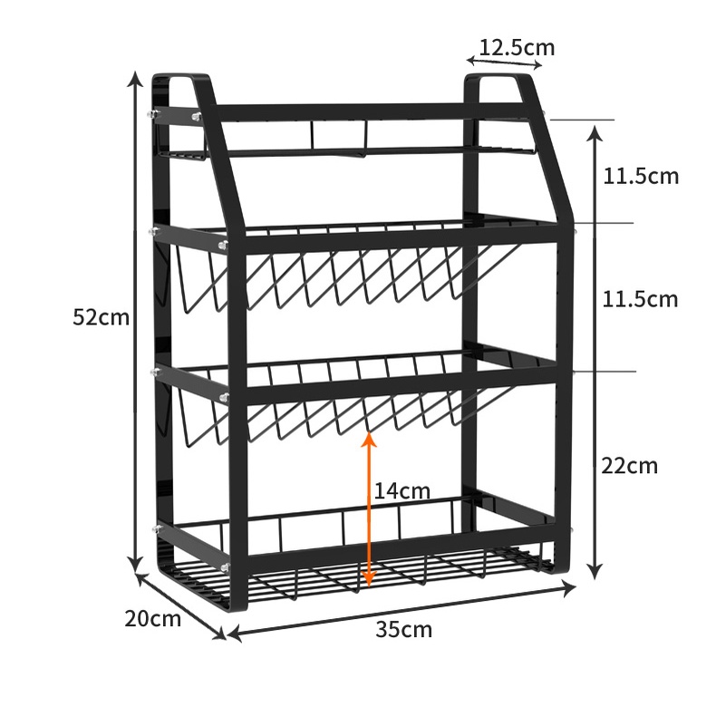 Kệ Gia Vị Nhà Bếp 3, 4 tầng Nhập Khẩu thiết kế để nghiêng Sáng Tạo -KGV02