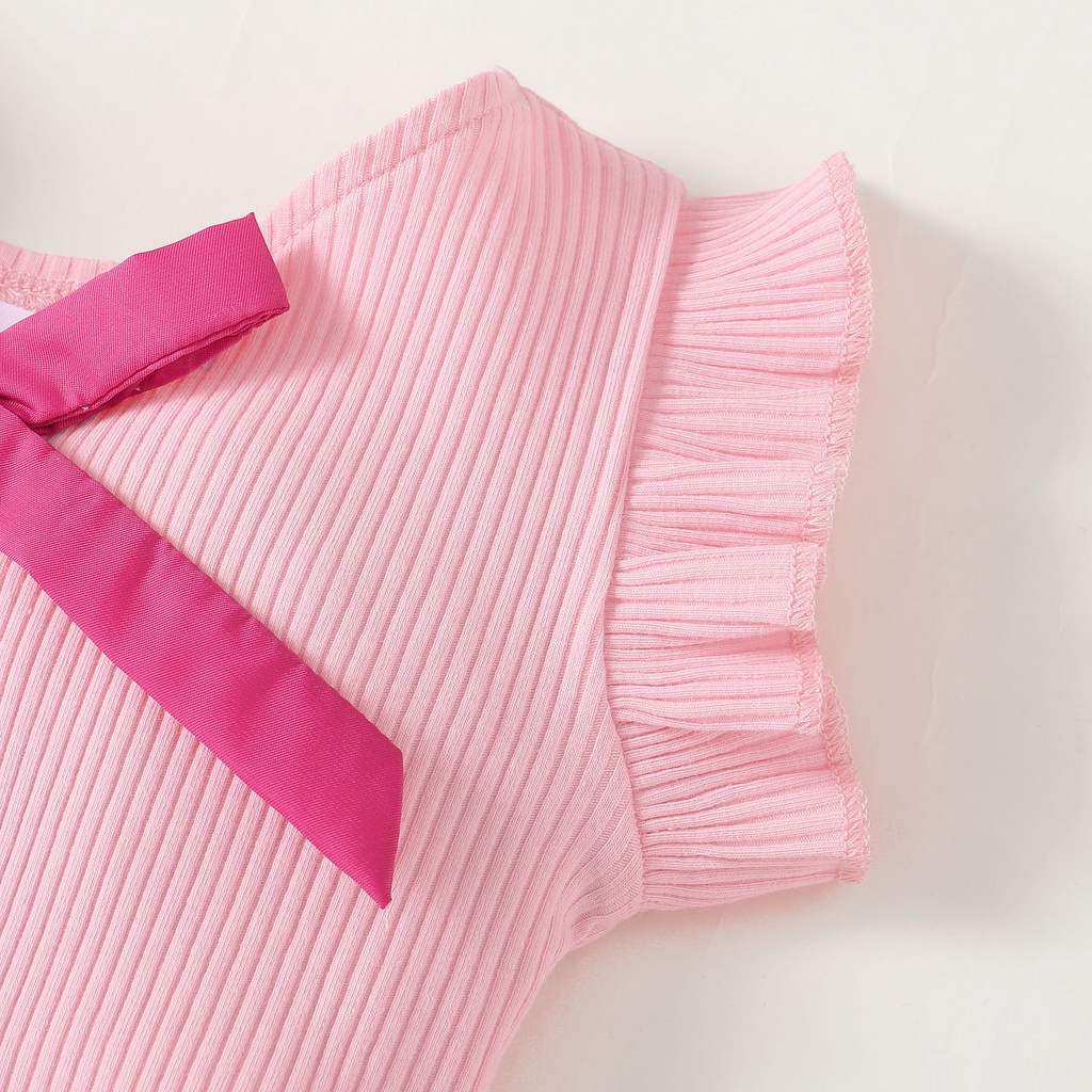 Set đồ 2 mảnh Mikrdoo gồm áo tay xòe + quần denim dễ thương cho bé gái