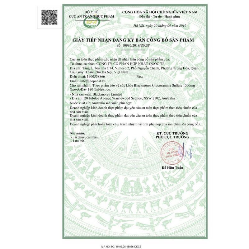 Blackmores Glucosamine 1500mg Loại 180 Viên