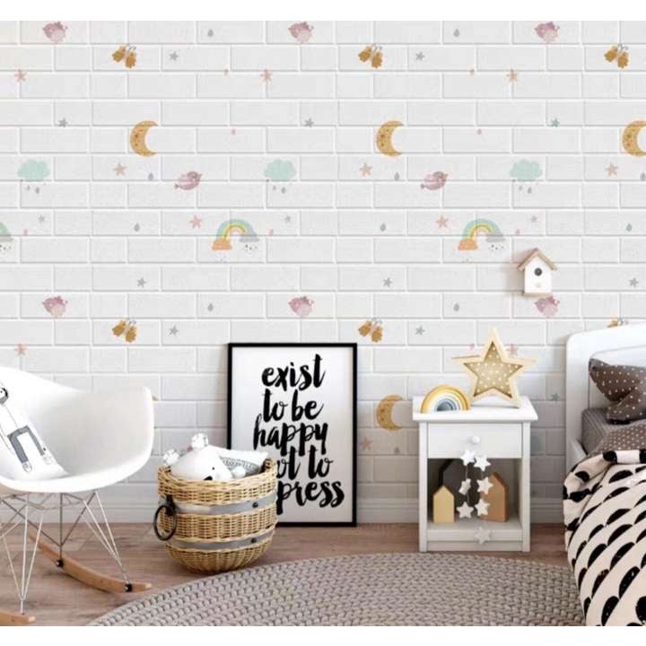 Xốp Cầu Vồng 3D  Dễ Thương Dán Phòng Cho Bé, 70x77cm