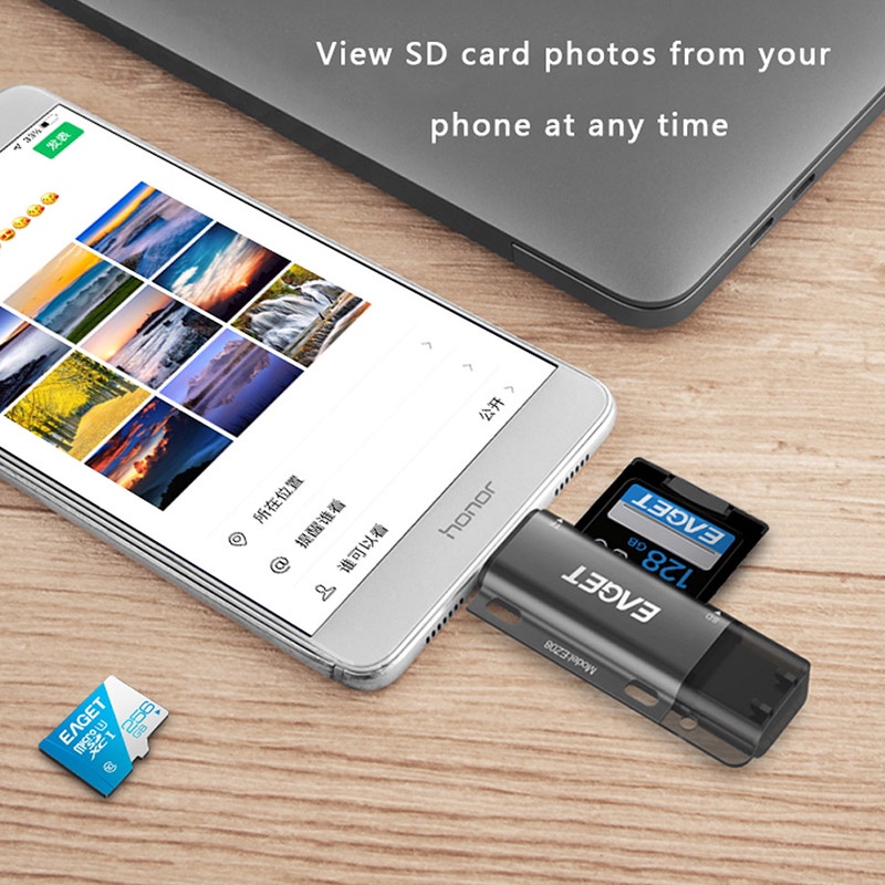 Đầu Đọc Thẻ Nhớ Thông Minh EAGET EZ08 USB 3.0 Type C Sang SD Micro SD TF Cho laptop