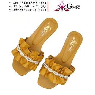 Dép nữ quai ngang bèo nhún đế bệt cao su cao cấp êm chân hàng chính hãng GMIC TI-DQN01