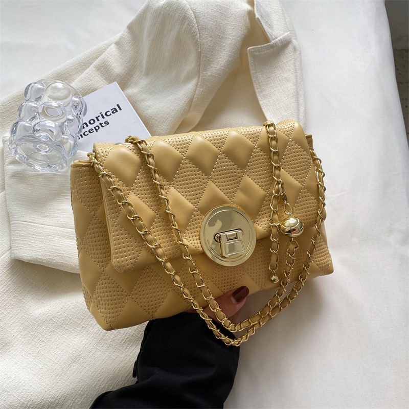 Túi Đeo Vai Hình Vuông Cỡ Nhỏ Họa Tiết Hình Thoi Phối Dây Xích Thời Trang Cho Nữ