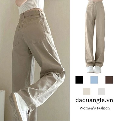 Quần jean DADUHEY ống rộng lưng cao 6 màu sắc tùy chọn thời trang đường phố sành điệu dành cho nữ