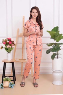 bán sỉ bộ pijama lụa tim mặc nhà