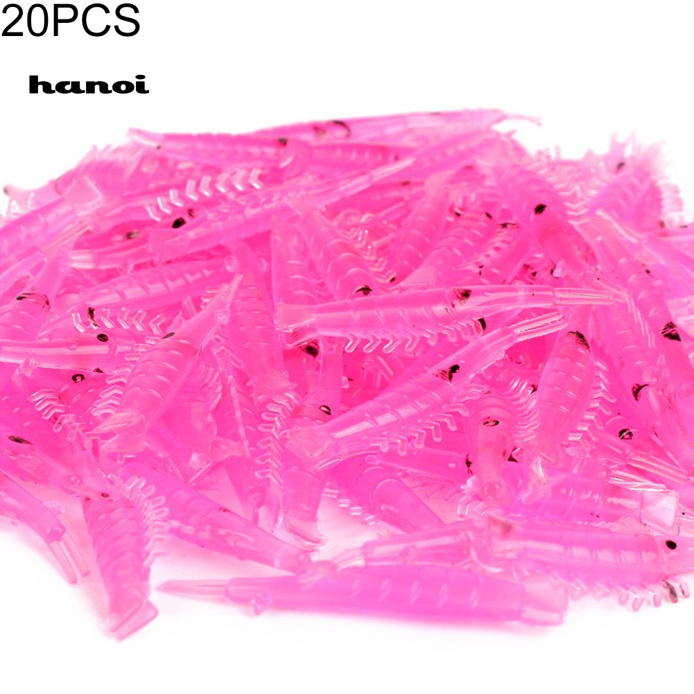 20 Mồi Tôm Giả Câu Cá Silicon 4cm