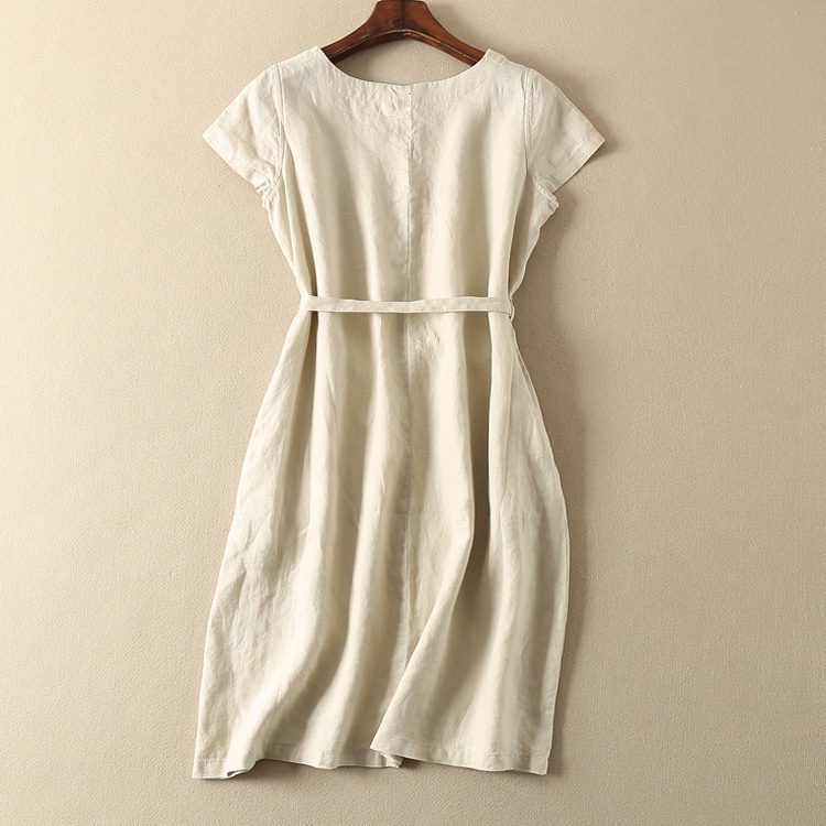 Đầm linen rút dây, váy hè nữ chất linen thoáng mát mặc đi làm, đi dạo cực dễ chịu Da84