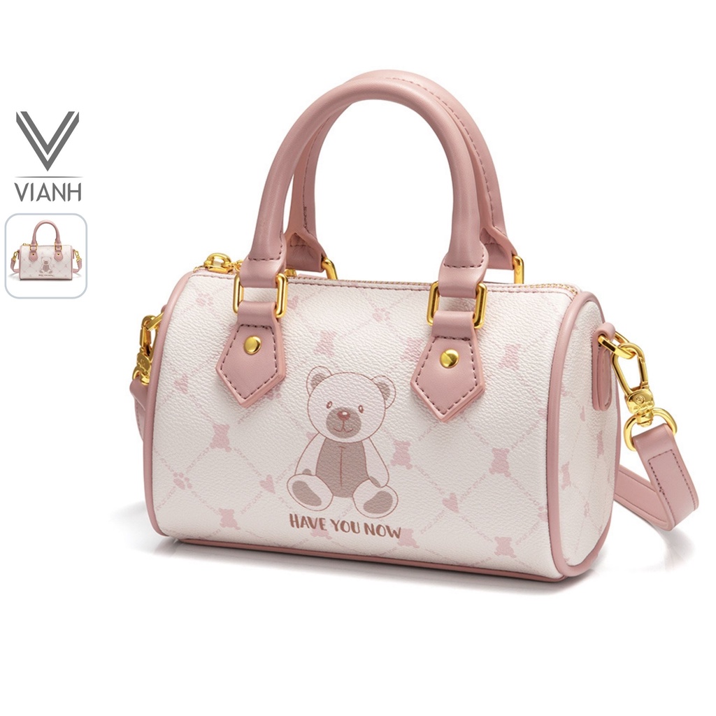 Túi xách nữ đẹp Just Star thời trang phom trống in gấu ViAnh Store 172925