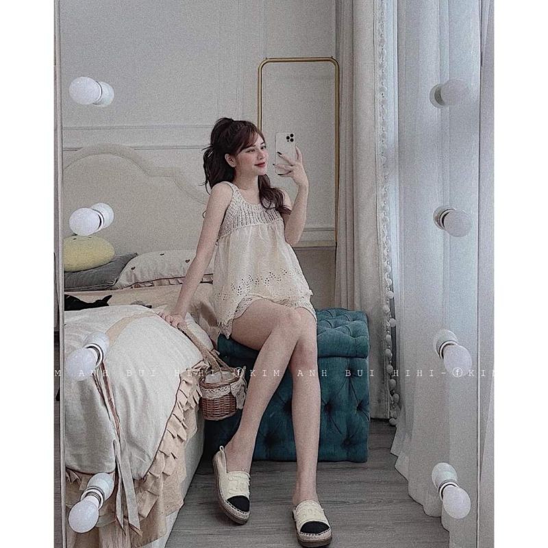 Sét áo 2 dây+quần sooc ren hàng QCL1