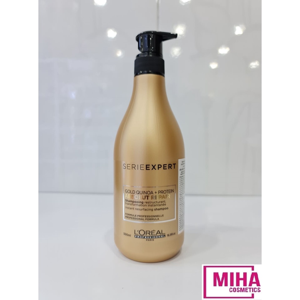 Dầu Gội Phục Hồi Tóc Hư Tổn LOreal Absolut Repair Instant Resurfacing Gold Quinoa Protein 500ml