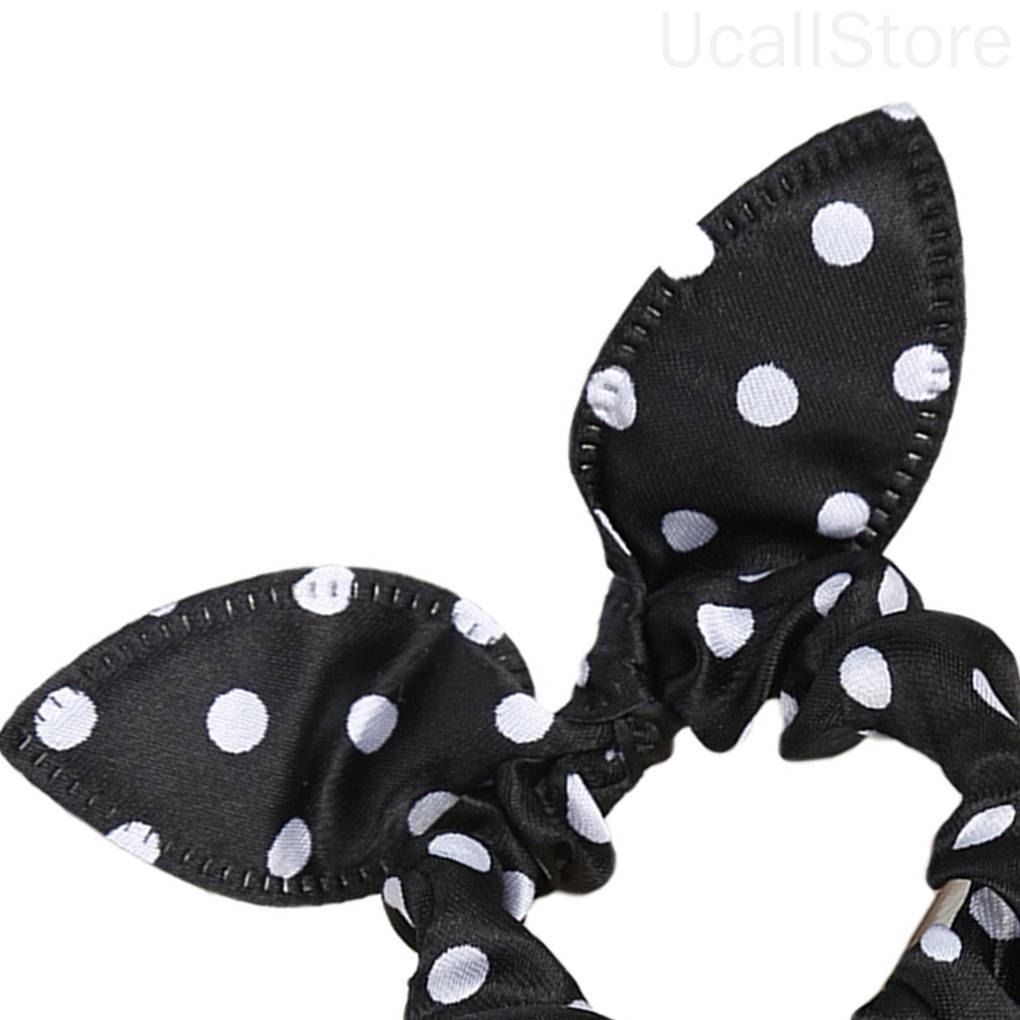 Dây Cột Tóc Tai Thỏ Co Giãn Họa Tiết Chấm Bi Nhiều Màu Sắc Cho Bé Gái 1 Tuổi