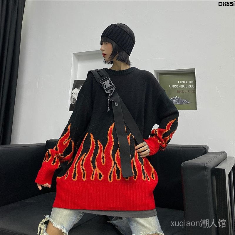 Áo Sweater Dệt Kim Dáng Rộng Phong Cách Đường Phố Hàn Quốc Thời Trang Cho Nữ