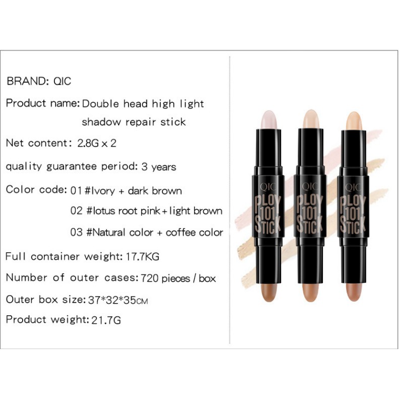 Bút Che Khuyết Điểm Qic Thiết Kế Hai Đầu Tạo Khối Trang Điểm Bắt Sáng | BigBuy360 - bigbuy360.vn