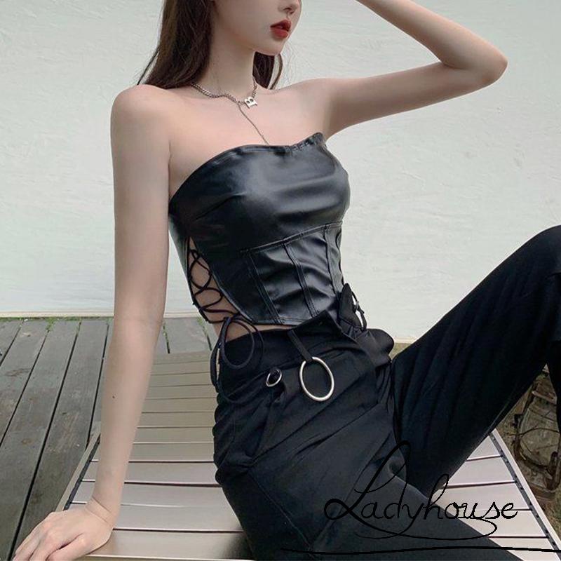 Áo Croptop Không Tay Hở Lưng Màu Trơn Thiết Kế Độc Đáo Thời Trang Cho Nữ